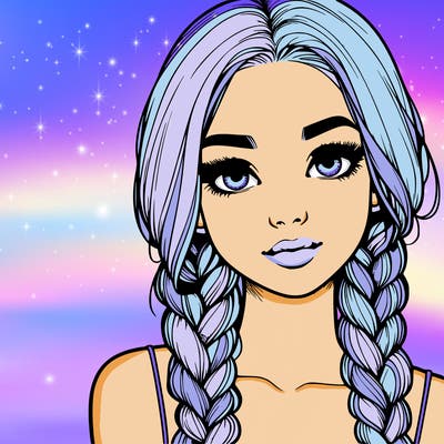 realistic girl with braids