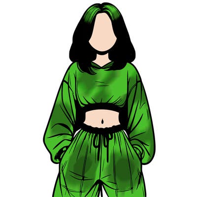 realistic girl faceless with baggy pants and a crop top