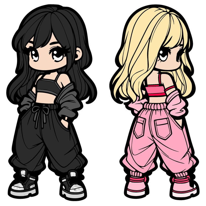 girl in crop top and baggy pants