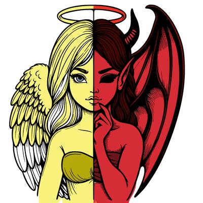 realistic angel half demon