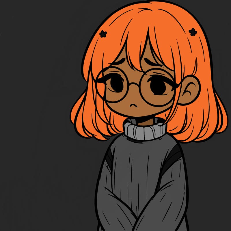sad girl with glasses in a sweater