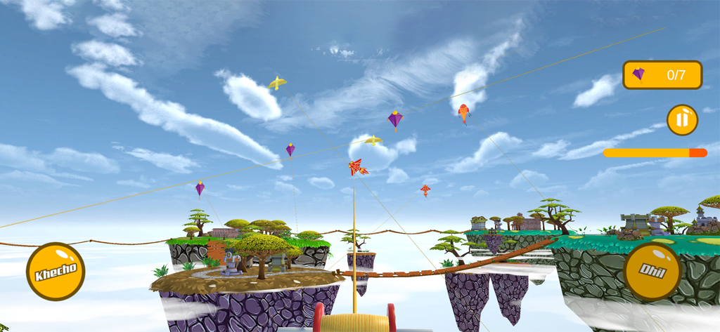 Kite Game 3D Pipa Kite Flying - Un simulador de vuelo de cometas 3D que muestra coloridas cometas en el cielo con controles del juego