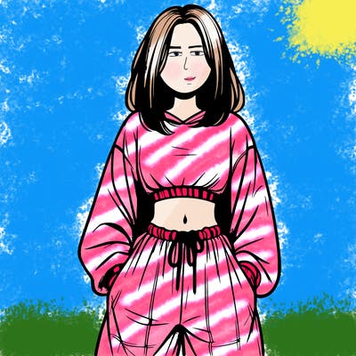 realistic girl faceless with baggy pants and a crop top