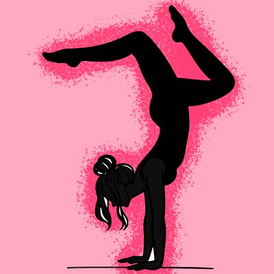 a woman doing a handstand