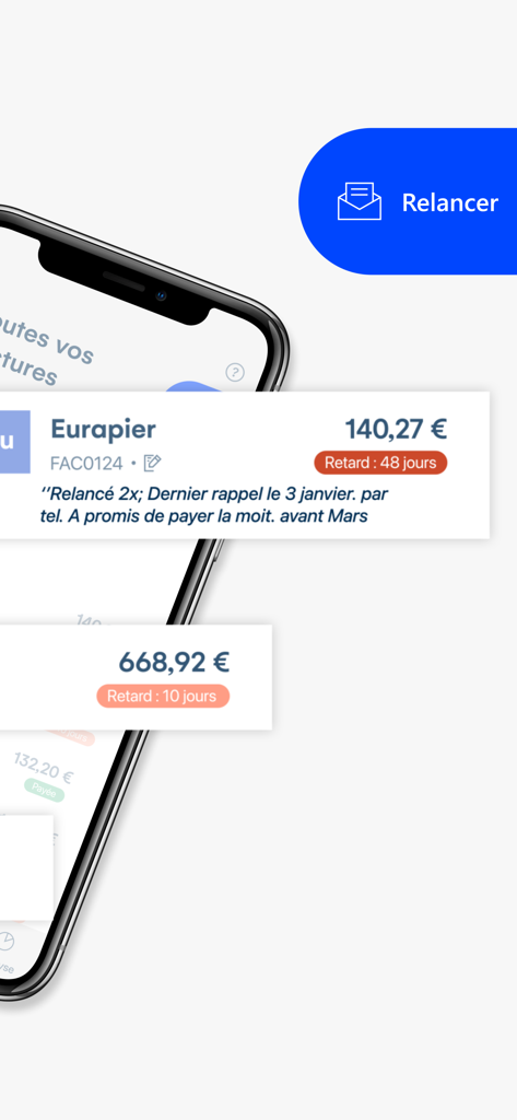 Cegid Flow - Interface de l'application Cegid Flow montrant les paiements en retard et un bouton pour rappeler les clients