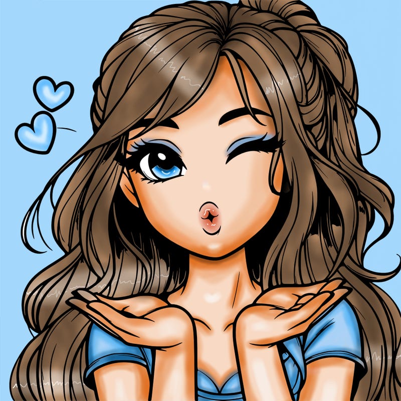 realistic girl winking and blowing a kiss while making heart hands