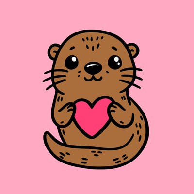 otter with a heart
