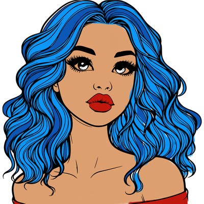 realistic girl with wavy hair and lips