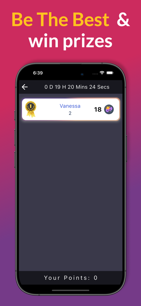 JustPlay ‑ Earn Rewards - JustPlay app leaderboard screen showing global player rankings and competition points