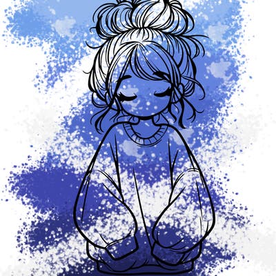 girl with baggy sweatshirt and messy bun