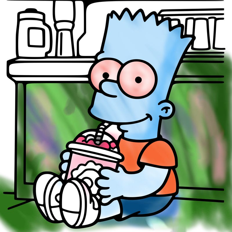 simpson drinking slushie