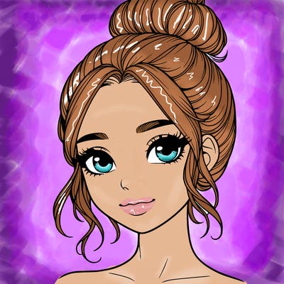 realistic pretty girl with hair in bun