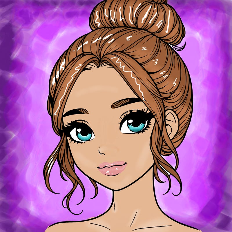 realistic pretty girl with hair in bun