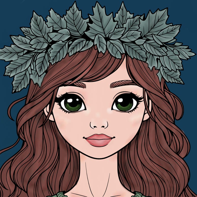 realistic girl with fall leaf crown
