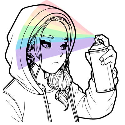 a realistic girl, spray painting