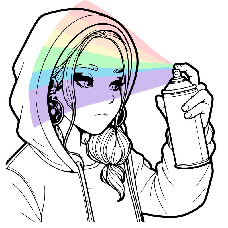 a realistic girl, spray painting