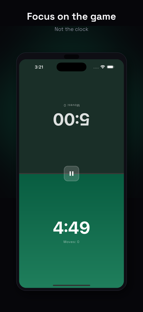 Chess Clock Premium - Interfaz minimalista de temporizador de ajedrez digital con cuenta regresiva dividida para dos jugadores