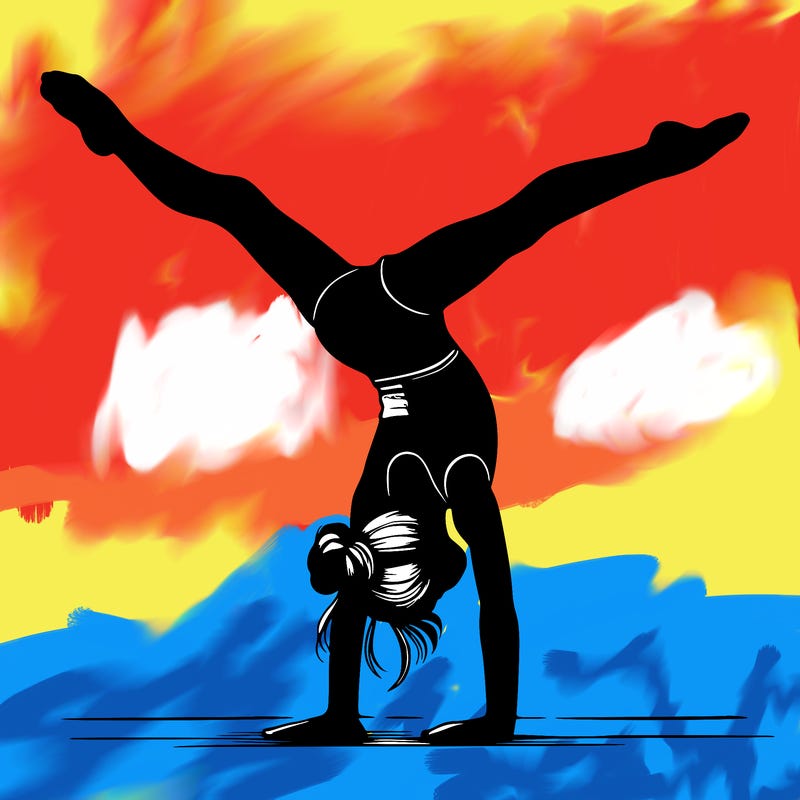 realistic gymnastic hand stand girl in four splits