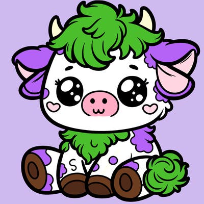 fluffy cute baby cow