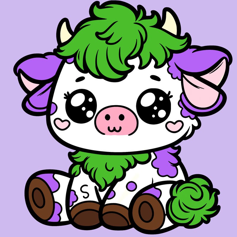 fluffy cute baby cow