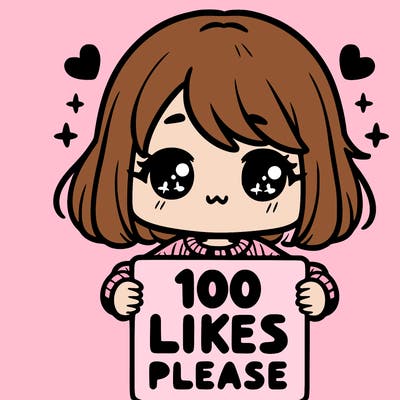cute girl holding a sign saying 100 likes please