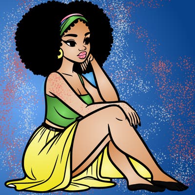 black woman sat down