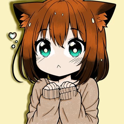 shy anime catgirl