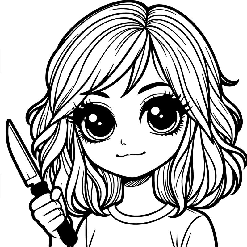 girl with a knife super realistic
