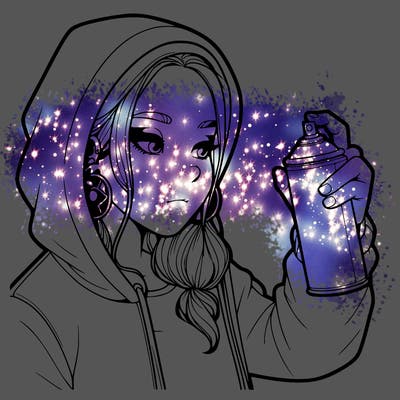 a realistic girl, spray painting