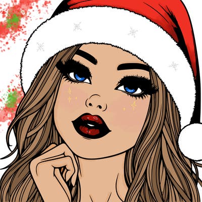 realistic christmas girl with lips
