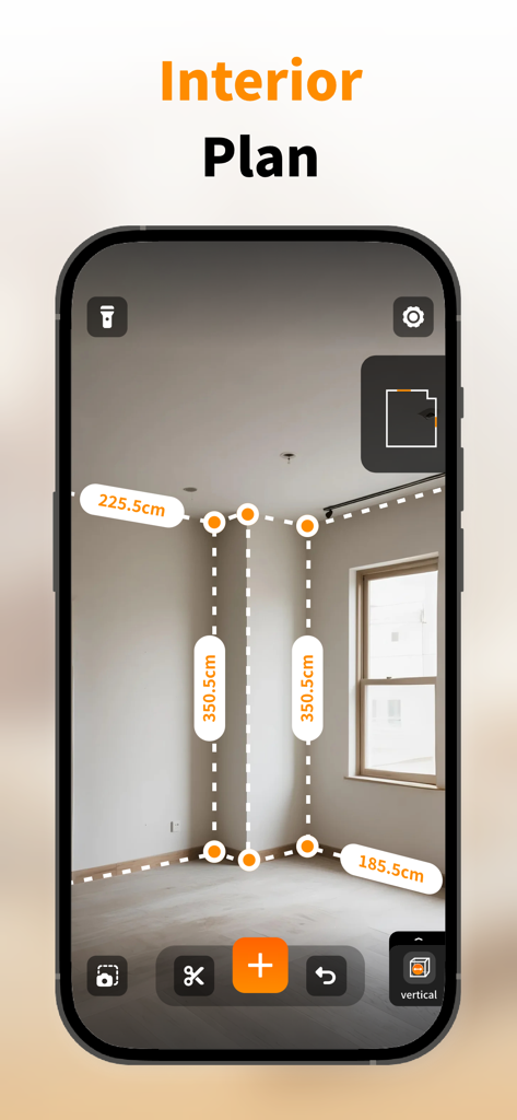 Smartphone app using augmented reality to measure room dimensions and create an interior floor plan