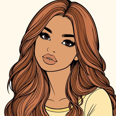 realistic girl with hair on her hair and lips