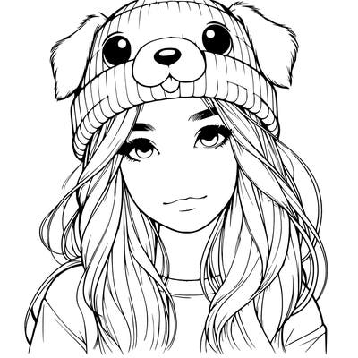 realistic girl with a dog hat