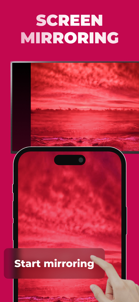 Remote Control for LG TV + - La pantalla de un iPhone duplicada en un televisor grande usando la aplicación de control remoto de TV LG.