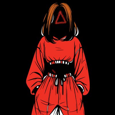 realistic girl faceless with baggy pants and a crop top