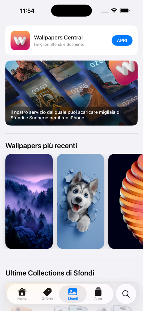 iSpazio - iSpazio app screen showing latest wallpaper collection for iPhone customization
