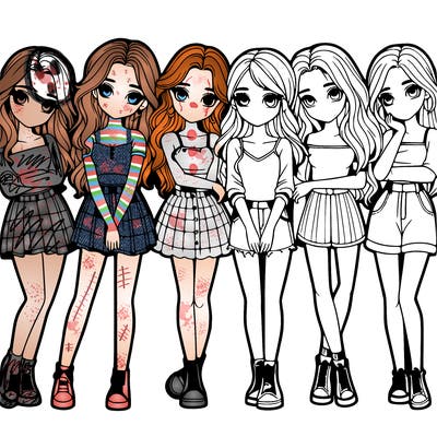 a group of girls realistic