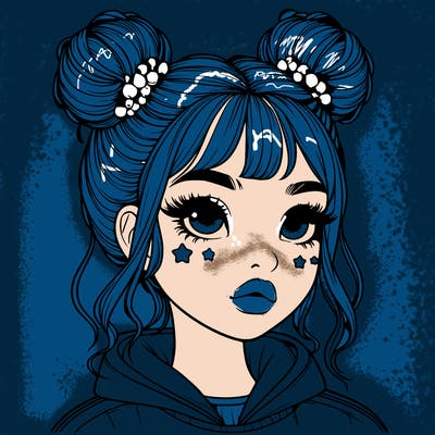 realistic girl with space buns