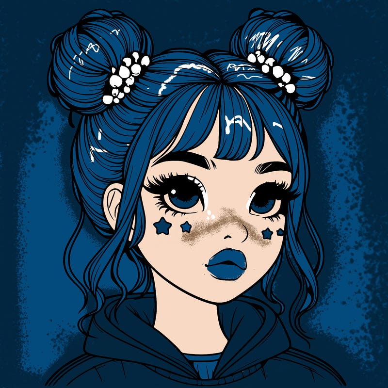realistic girl with space buns
