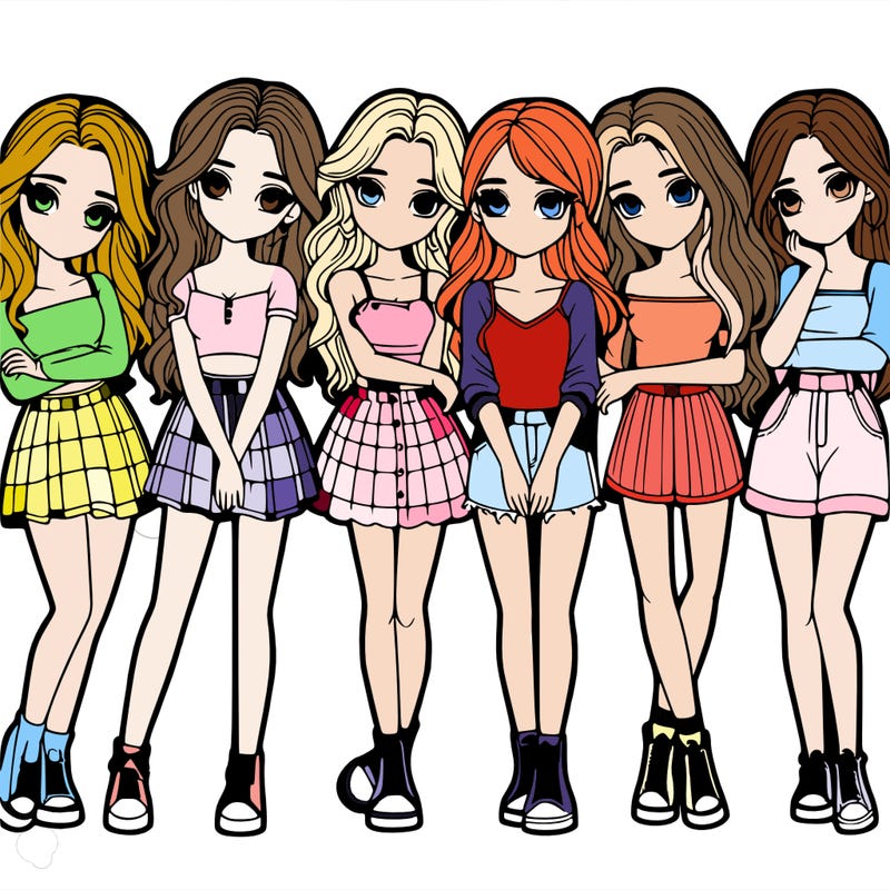 a group of girls realistic