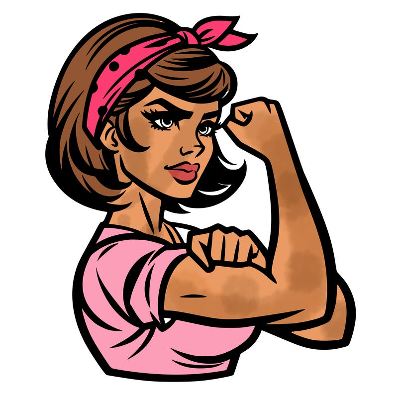 strong woman with a 60s american ad style