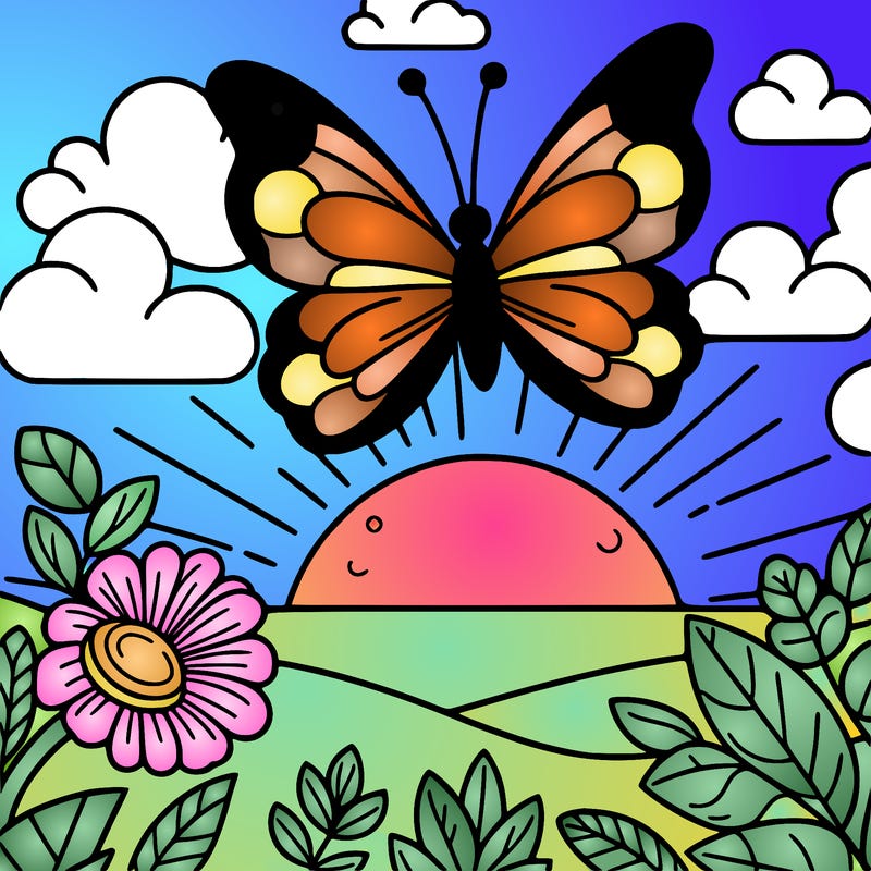 butterfly in a sunset