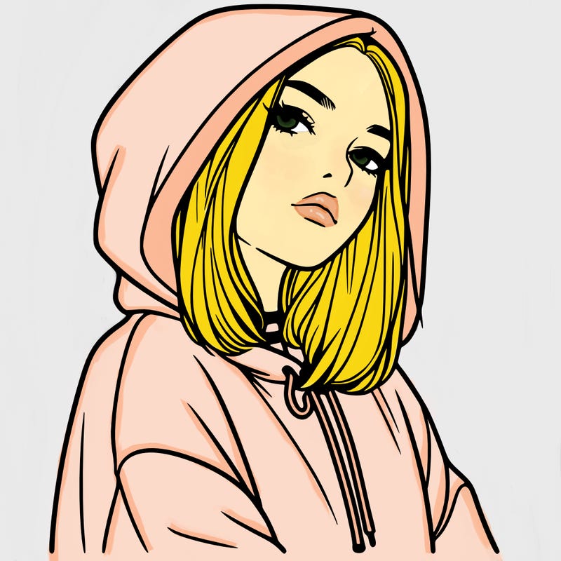 a realistic girl in a hoodie