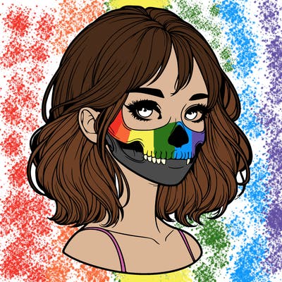 realistic girl with skull