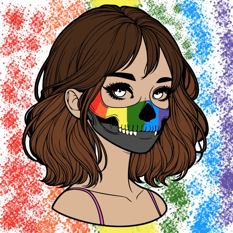 realistic girl with skull