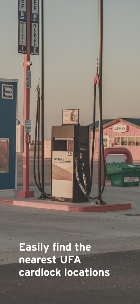 Fuel pump at a UFA cardlock station for diesel fuel.