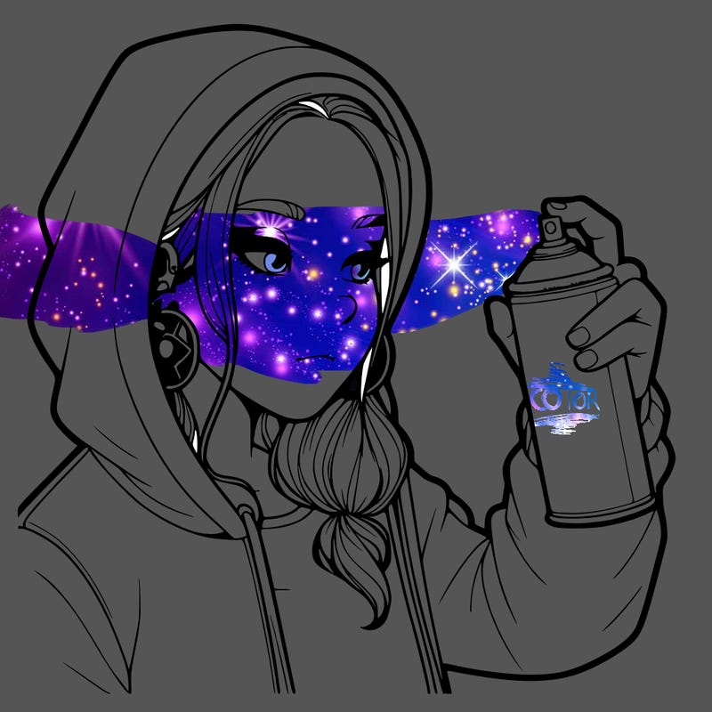 a realistic girl, spray painting