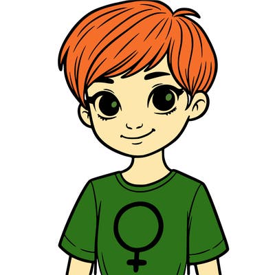 girl with pixie cut and feminist shirt