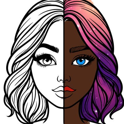 realistic girl split half