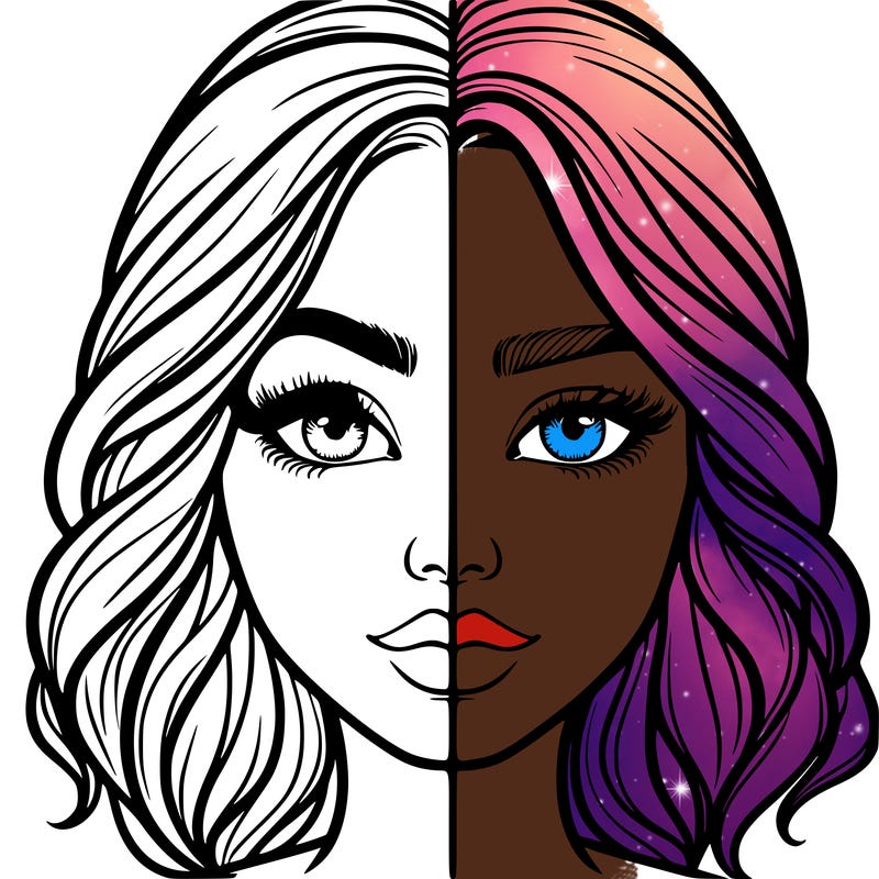 realistic girl split half